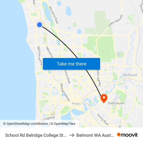 School Rd Belridge College Stand 2 to Belmont WA Australia map