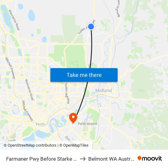 Farmaner Pwy Before Starke Turn to Belmont WA Australia map