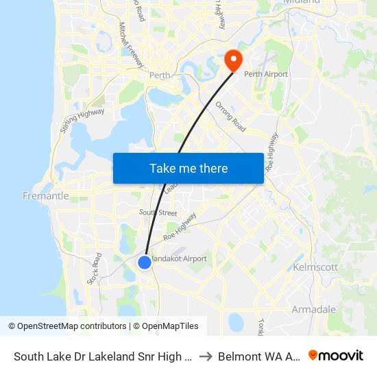 South Lake Dr Lakeland Snr High Sch - Stand 1 to Belmont WA Australia map