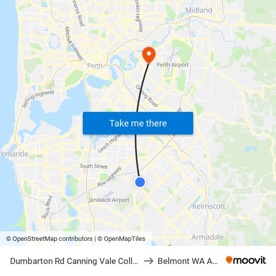 Dumbarton Rd Canning Vale College Stand 1 to Belmont WA Australia map