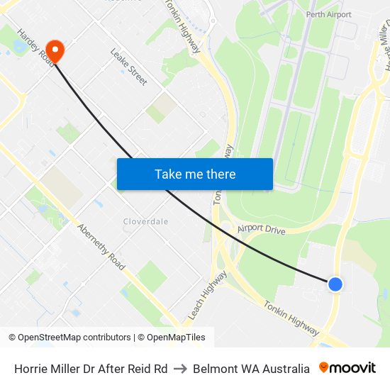 Horrie Miller Dr After Reid Rd to Belmont WA Australia map