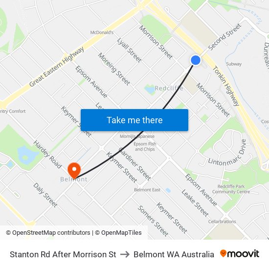 Stanton Rd After Morrison St to Belmont WA Australia map