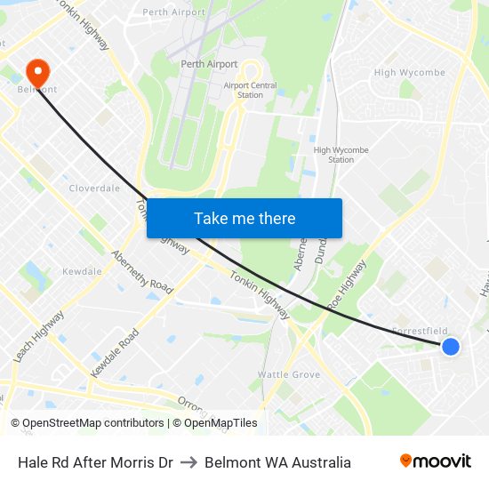 Hale Rd After Morris Dr to Belmont WA Australia map