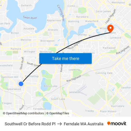 Southwell Cr Before Rodd Pl to Ferndale WA Australia map