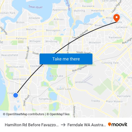 Hamilton Rd Before Favazzo Pl to Ferndale WA Australia map