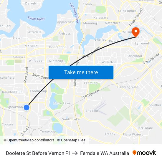 Doolette St Before Vernon Pl to Ferndale WA Australia map
