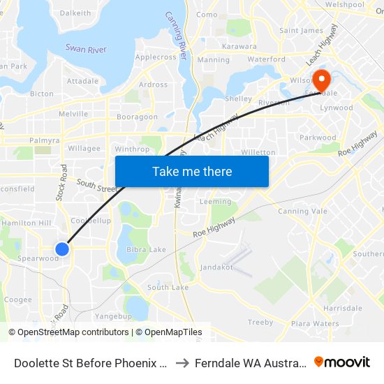 Doolette St Before Phoenix Rd to Ferndale WA Australia map