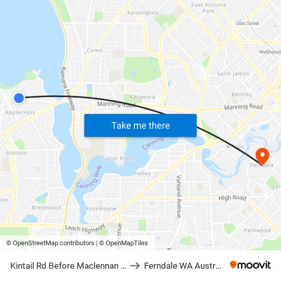 Kintail Rd Before Maclennan Rd to Ferndale WA Australia map