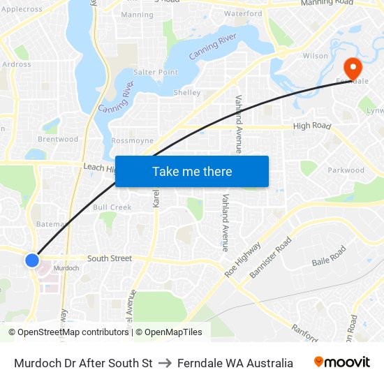 Murdoch Dr After South St to Ferndale WA Australia map