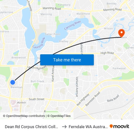 Dean Rd Corpus Christi College to Ferndale WA Australia map