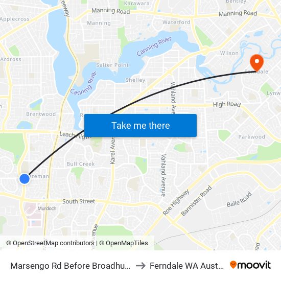 Marsengo Rd Before Broadhurst Cr to Ferndale WA Australia map