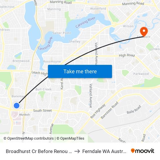 Broadhurst Cr Before Renou Wy to Ferndale WA Australia map