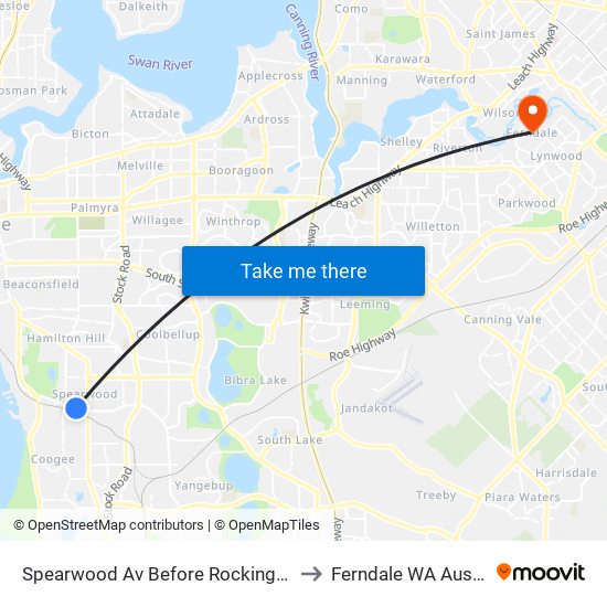 Spearwood Av Before Rockingham Rd to Ferndale WA Australia map