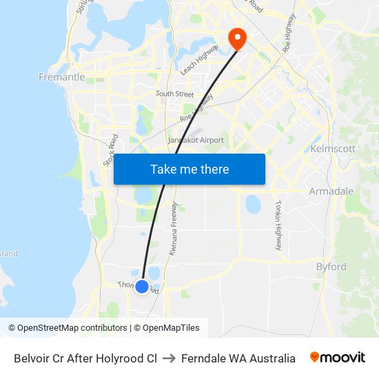 Belvoir Cr After Holyrood Cl to Ferndale WA Australia map