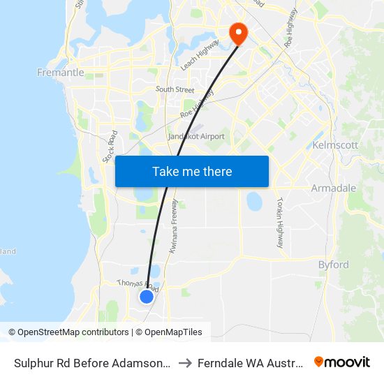 Sulphur Rd Before Adamson Rd to Ferndale WA Australia map