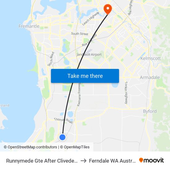 Runnymede Gte After Cliveden Av to Ferndale WA Australia map