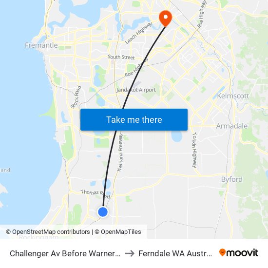 Challenger Av Before Warner Rd to Ferndale WA Australia map