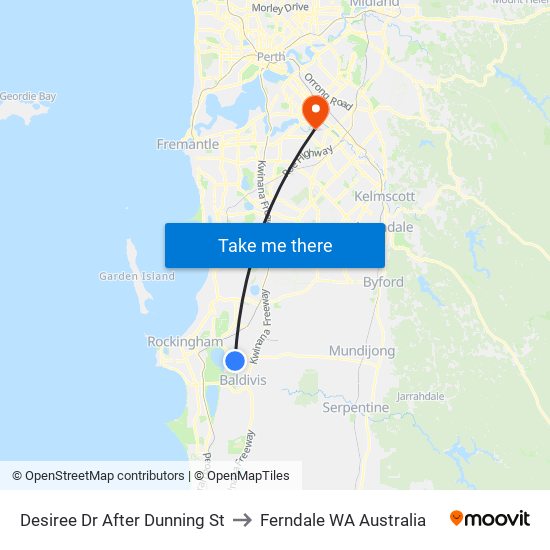 Desiree Dr After Dunning St to Ferndale WA Australia map