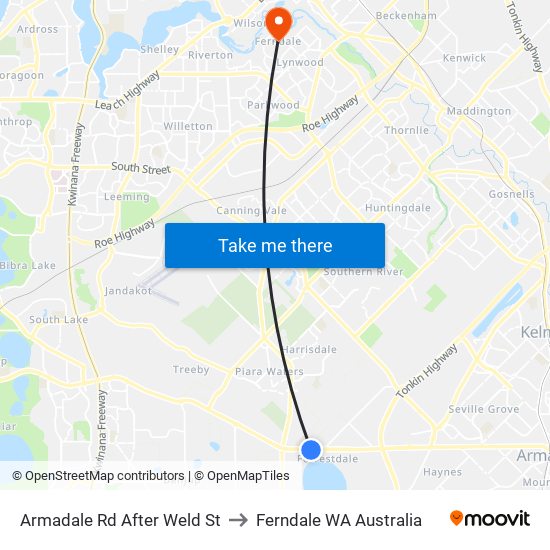 Armadale Rd After Weld St to Ferndale WA Australia map