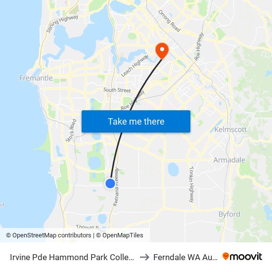 Irvine Pde Hammond Park College Stand 2 to Ferndale WA Australia map