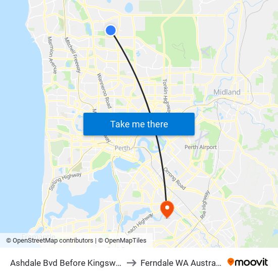 Ashdale Bvd Before Kingsway to Ferndale WA Australia map