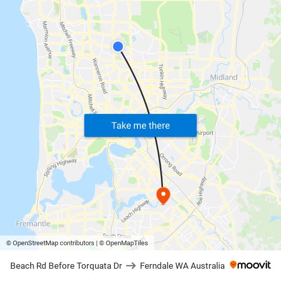 Beach Rd Before Torquata Dr to Ferndale WA Australia map