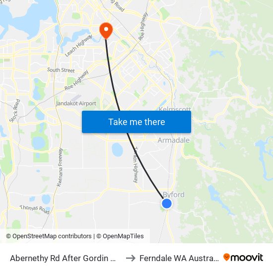 Abernethy Rd After Gordin Way to Ferndale WA Australia map