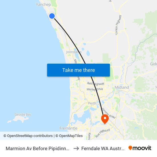 Marmion Av Before Pipidinny Rd to Ferndale WA Australia map