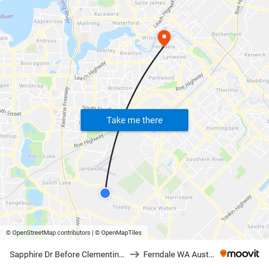 Sapphire Dr Before Clementine Bvd to Ferndale WA Australia map