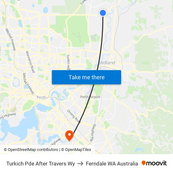 Turkich Pde After Travers Wy to Ferndale WA Australia map