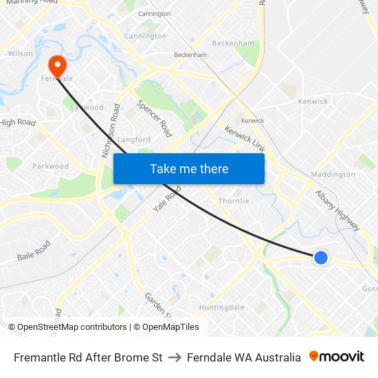 Fremantle Rd After Brome St to Ferndale WA Australia map