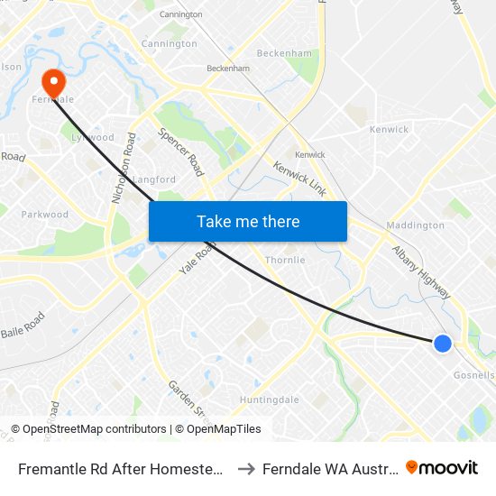 Fremantle Rd After Homestead Rd to Ferndale WA Australia map