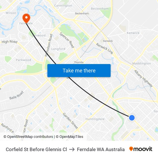 Corfield St Before Glennis Cl to Ferndale WA Australia map