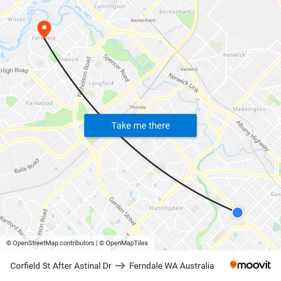 Corfield St After Astinal Dr to Ferndale WA Australia map