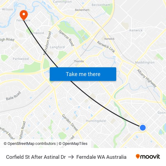 Corfield St After Astinal Dr to Ferndale WA Australia map