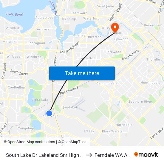 South Lake Dr Lakeland Snr High Sch - Stand 3 to Ferndale WA Australia map