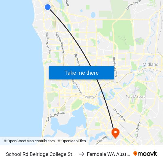 School Rd Belridge College Stand 3 to Ferndale WA Australia map