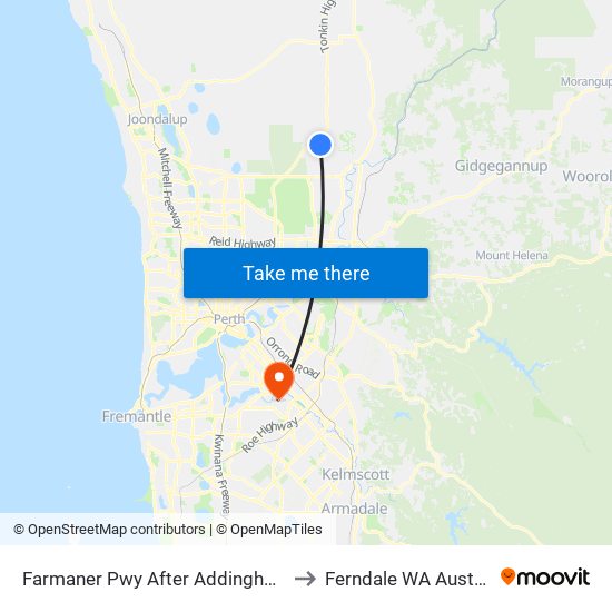 Farmaner Pwy After Addingham Dr to Ferndale WA Australia map