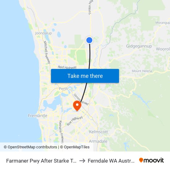 Farmaner Pwy After Starke Turn to Ferndale WA Australia map