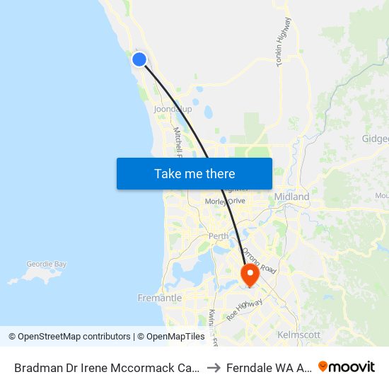 Bradman Dr Irene Mccormack Cath Coll Stand 2 to Ferndale WA Australia map