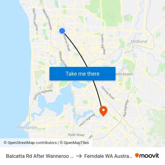 Balcatta Rd After Wanneroo Rd to Ferndale WA Australia map