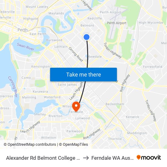 Alexander Rd Belmont College Stand 3 to Ferndale WA Australia map