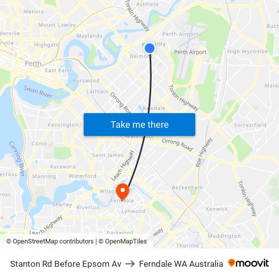 Stanton Rd Before Epsom Av to Ferndale WA Australia map