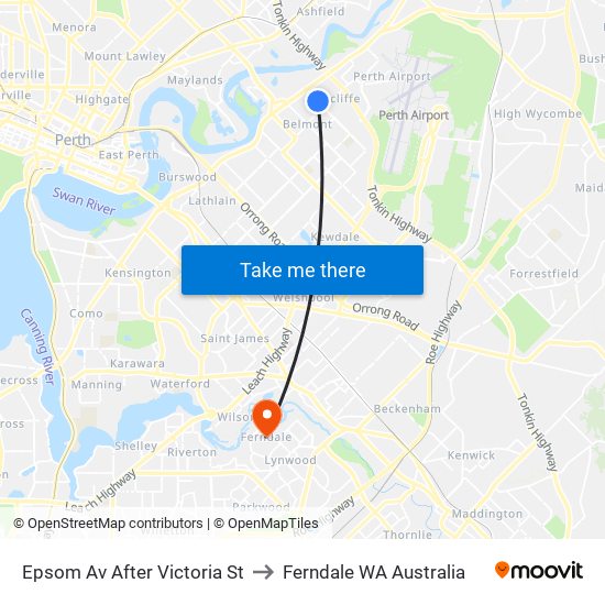 Epsom Av After Victoria St to Ferndale WA Australia map