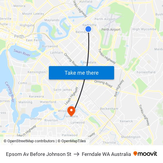 Epsom Av Before Johnson St to Ferndale WA Australia map