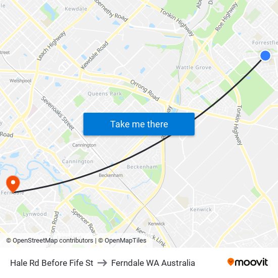 Hale Rd Before Fife St to Ferndale WA Australia map