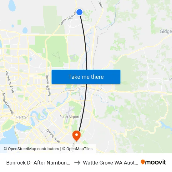 Banrock Dr After Nambung Jnc to Wattle Grove WA Australia map