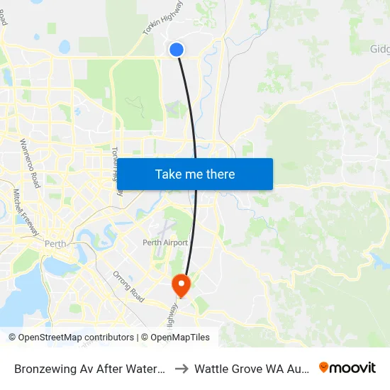 Bronzewing Av After Waterview Gr to Wattle Grove WA Australia map