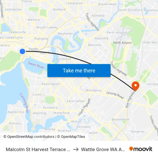 Malcolm St Harvest Terrace Cat Id 29 to Wattle Grove WA Australia map