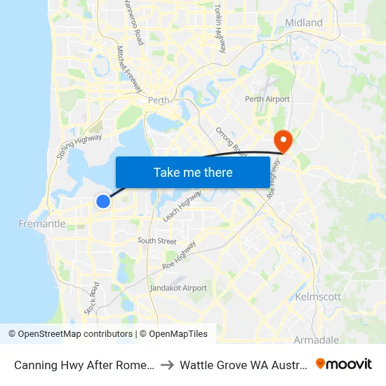 Canning Hwy After Rome Rd to Wattle Grove WA Australia map